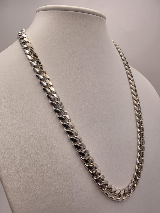 Heavy Sterling Silver Cuban Link Chain 22 Inch 9.5mm Mens 118.1 Grams Thick Curb Necklace Box Clasp Statement Gift