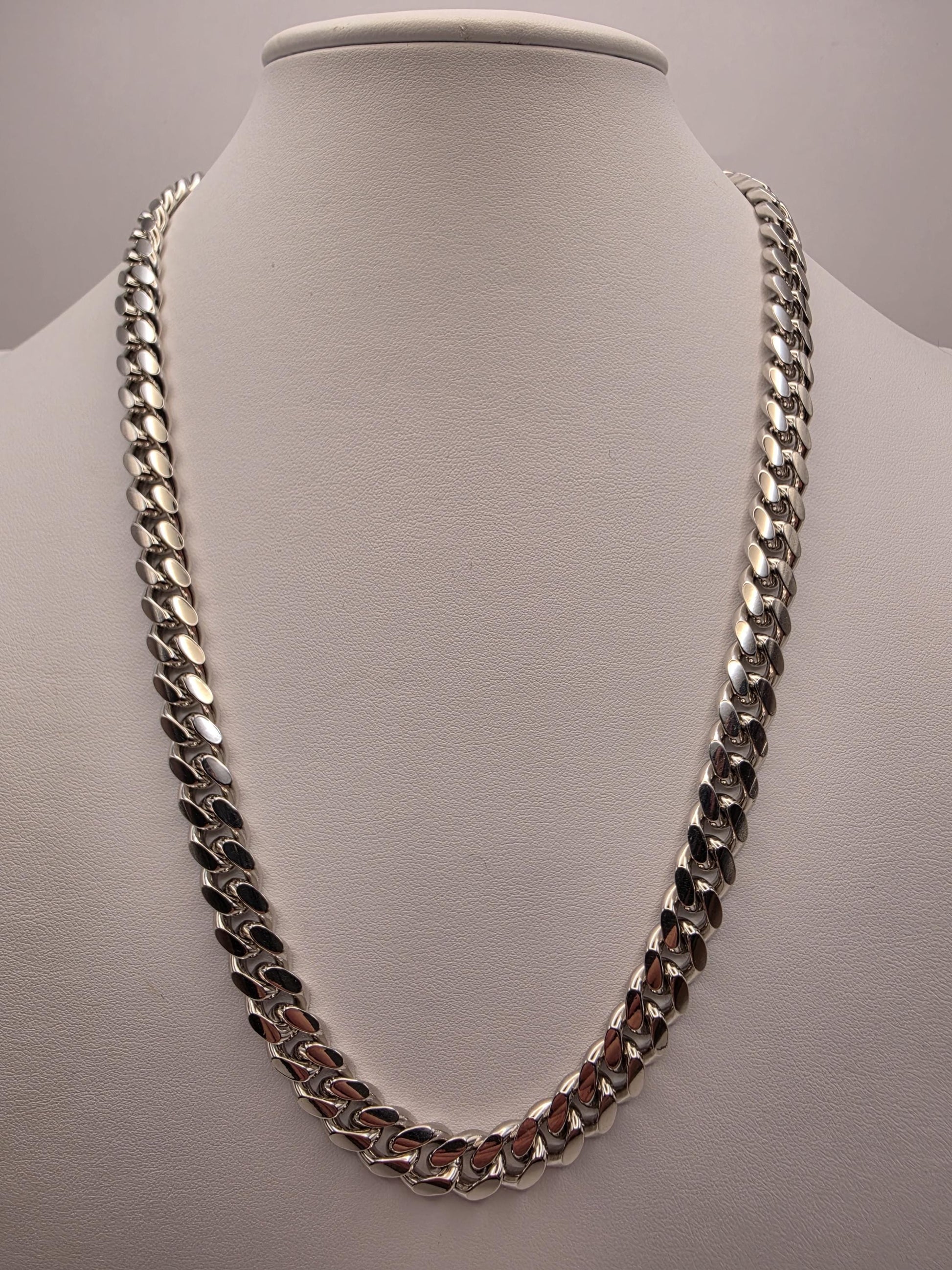Heavy Sterling Silver Cuban Link Chain 22 Inch 9.5mm Mens 118.1 Grams Thick Curb Necklace Box Clasp Statement Gift