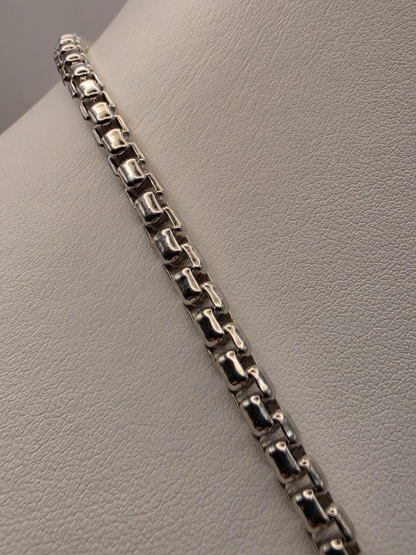 Sterling Silver Box Chain Necklace 22 Inch 4.5mm Mens Heavy Square Link 49.2 Grams Solid Look Unisex Jewelry Gift