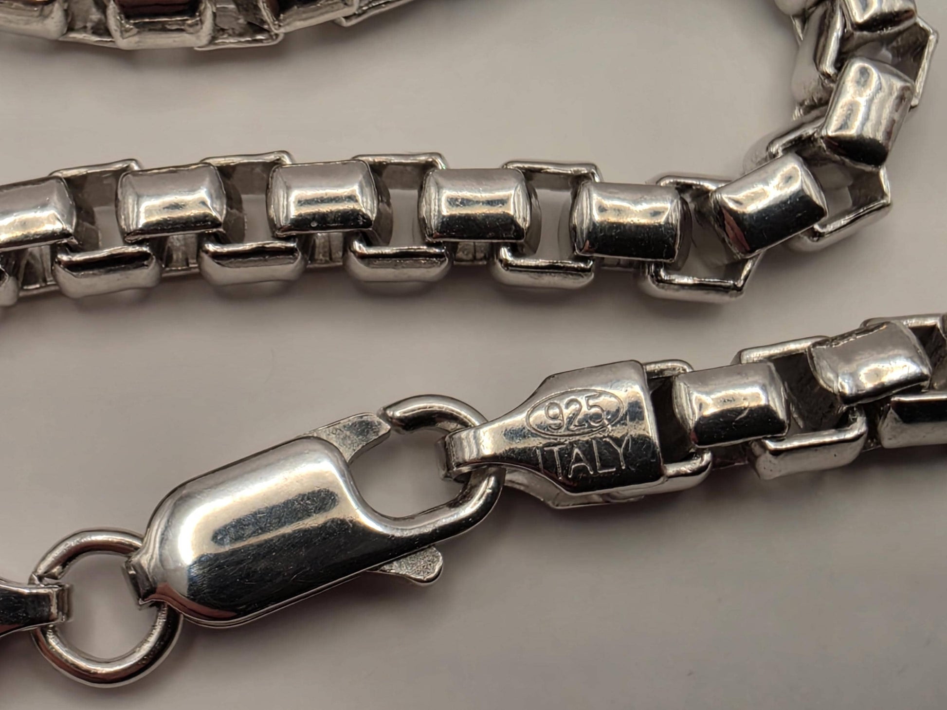Sterling Silver Box Chain Necklace 22 Inch 3.8mm Mens Square Link 34.4 Grams Unisex Everyday Chain Jewelry Gift for Him