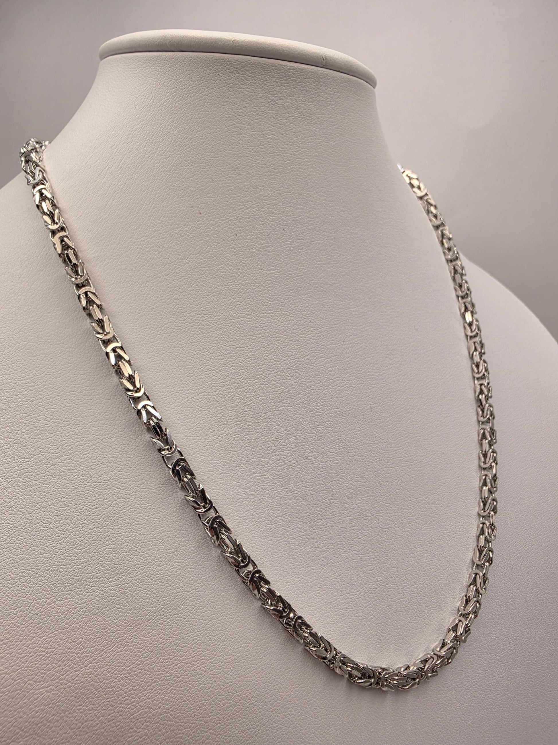 Sterling Silver Byzantine Chain Necklace 20 Inch 3.77mm Mens Woven Link 29.4 Grams Oxidized Unisex Jewelry Gift for Him