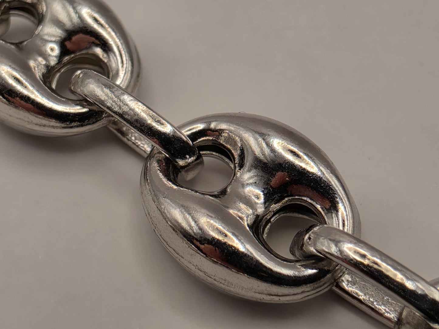 Sterling Silver Mariner Chain Necklace 20 Inch 8mm Coffee Bean Link 24.5 Grams Nautical Unisex Statement Jewelry Gift