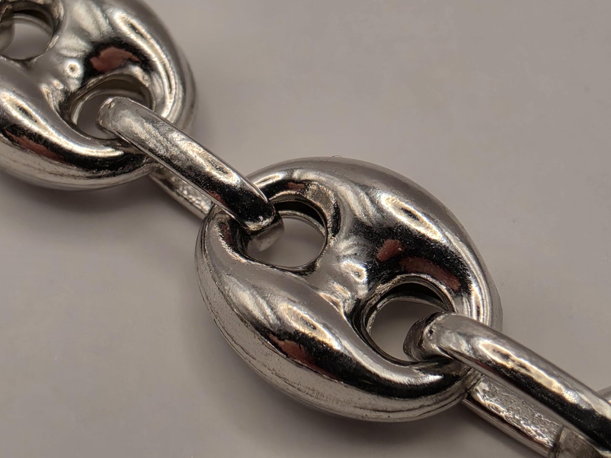 Sterling Silver Mariner Chain Necklace 20 Inch 8mm Coffee Bean Link 24.5 Grams Nautical Unisex Statement Jewelry Gift