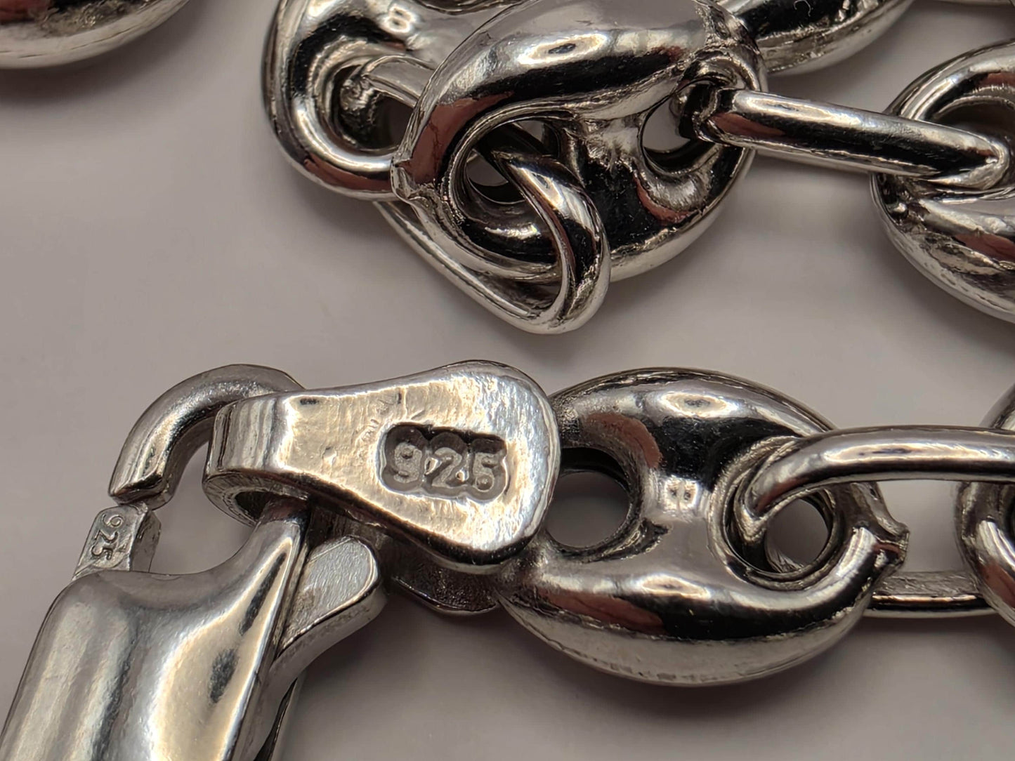 Sterling Silver Mariner Chain Necklace 22 Inch 6mm Coffee Bean Link 21.4 Grams Nautical Unisex Jewelry Gift for Him