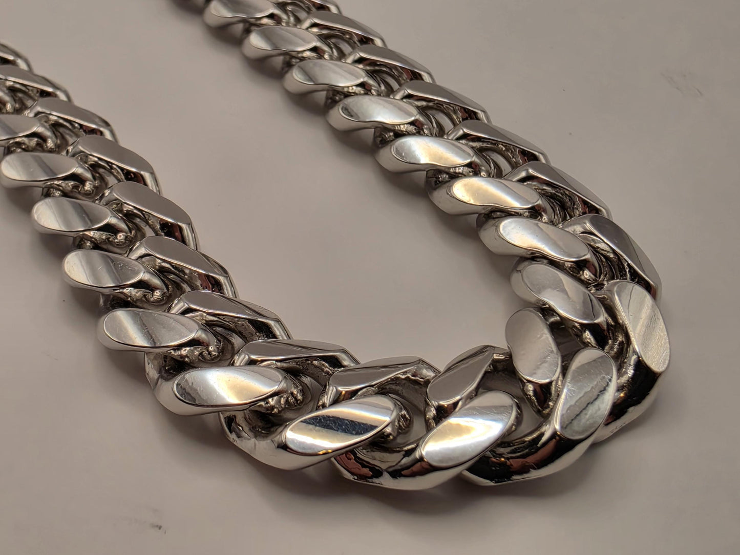 Massive Solid Sterling Silver Miami Cuban Link Chain 20 Inch 12mm 166.7 Grams Heavy Mens Statement Necklace