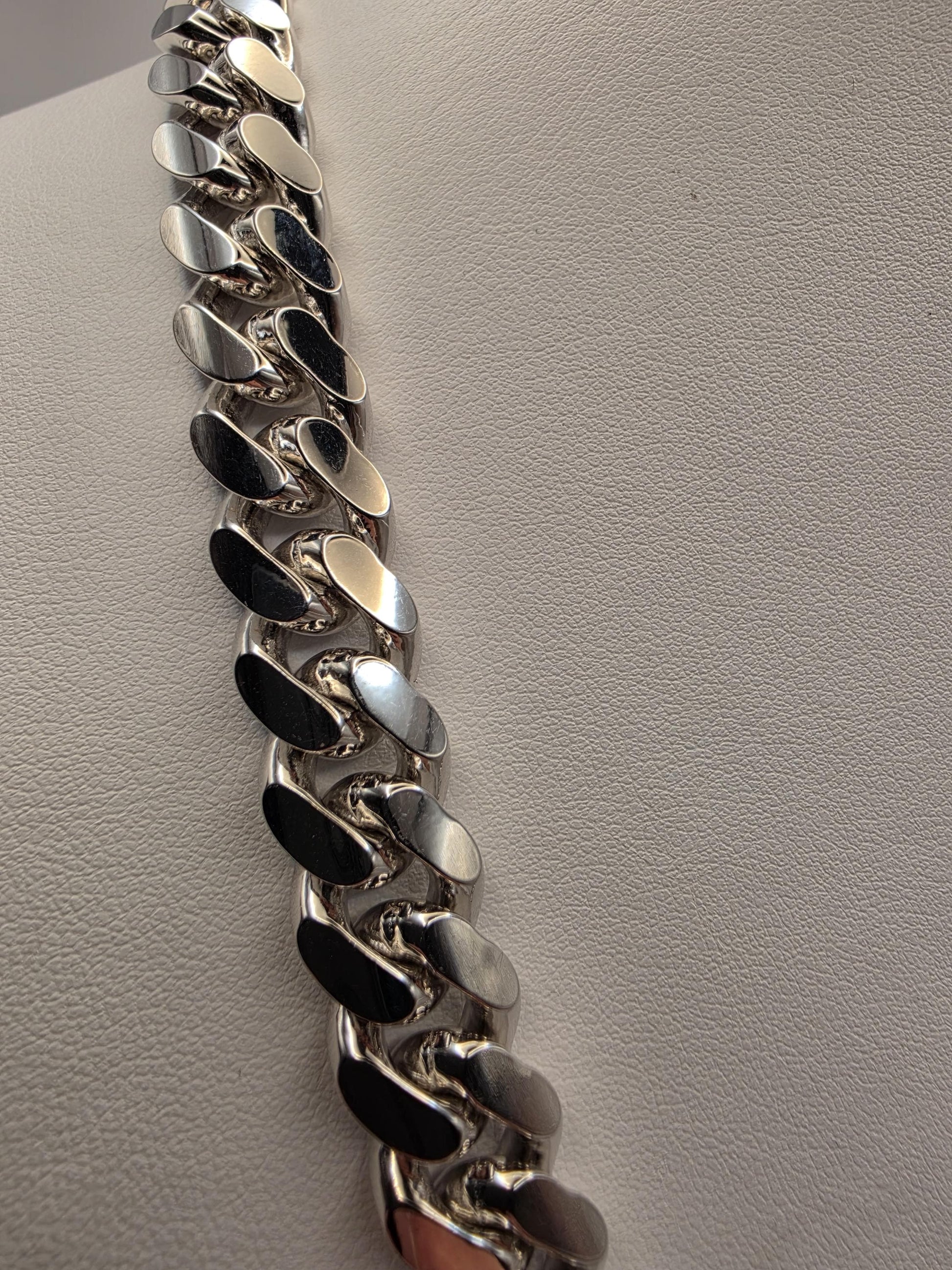 Massive Solid Sterling Silver Miami Cuban Link Chain 20 Inch 12mm 166.7 Grams Heavy Mens Statement Necklace