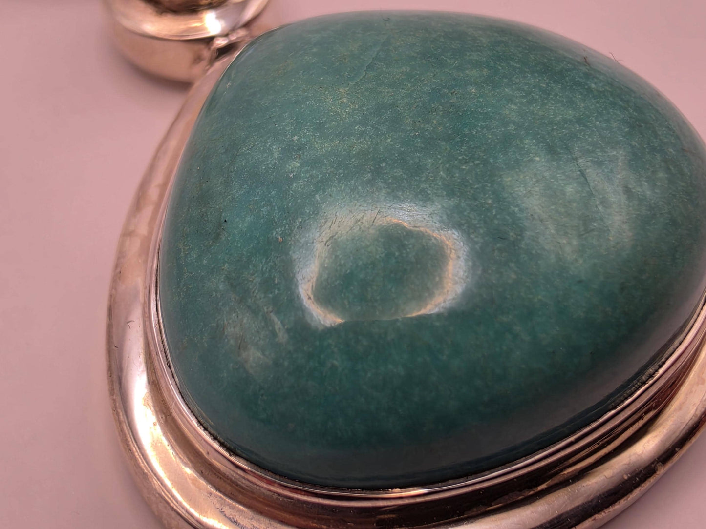 Sterling Silver Natural Turquoise Pearl Pendant 1.44 Inch 18.4 Grams Large Teardrop Gemstone Statement Jewelry
