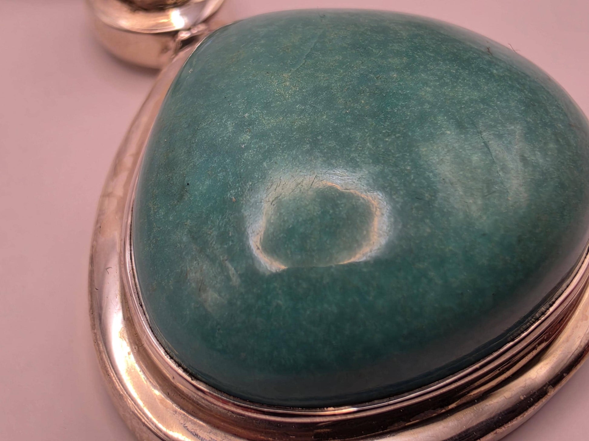 Sterling Silver Natural Turquoise Pearl Pendant 1.44 Inch 18.4 Grams Large Teardrop Gemstone Statement Jewelry