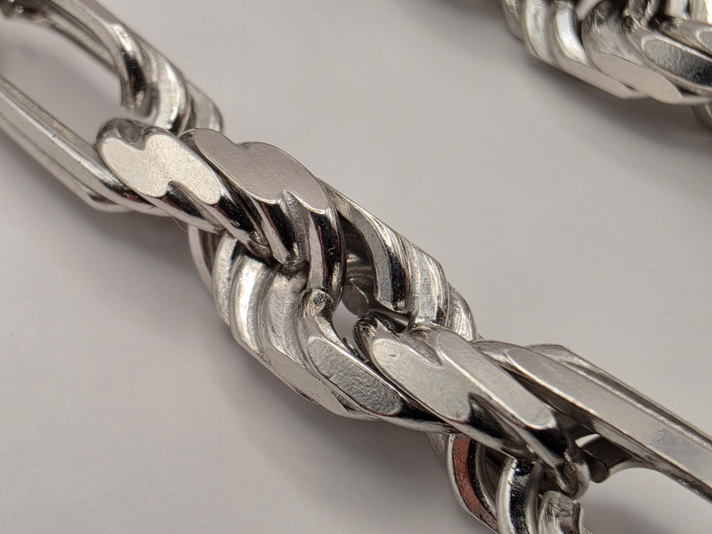Heavy Sterling Silver Byzantine Bar Link Chain Necklace 24 Inch 7.4mm 96.2 Grams Mens Unisex Statement Jewelry