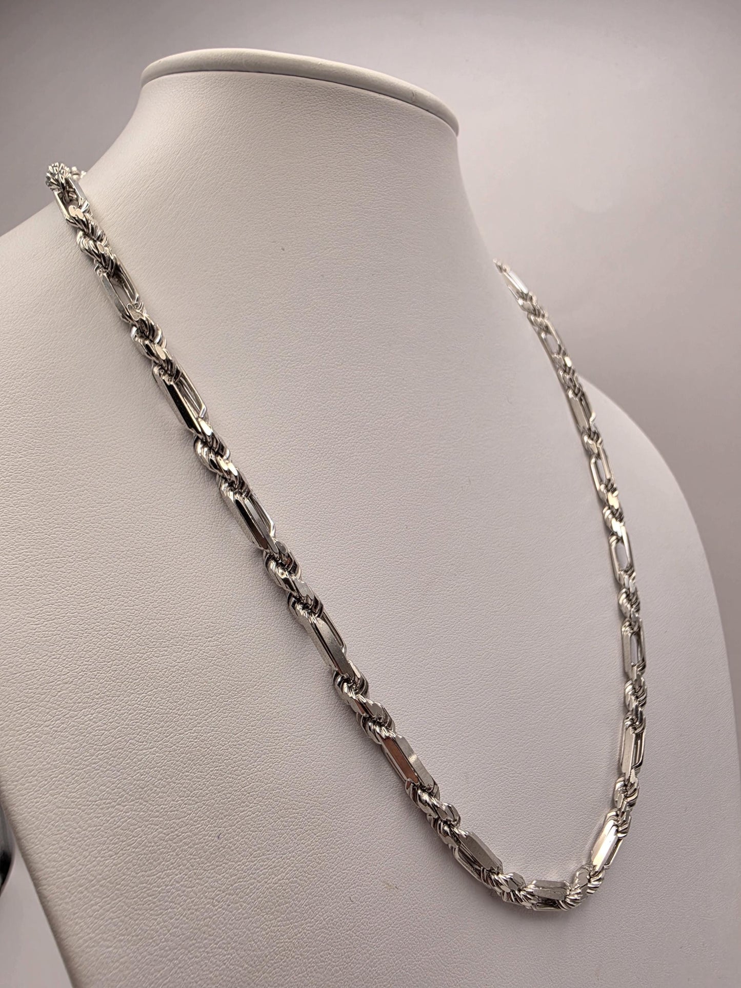 Sterling Silver Byzantine Bar Link Chain Necklace 22 Inch 5.15mm 45.6 Grams Mens Unisex Statement Jewelry