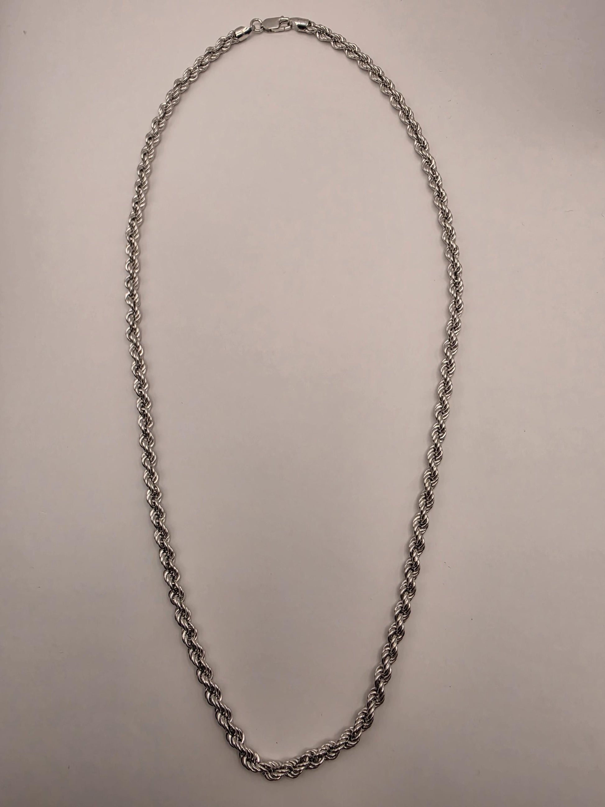 Sterling Silver Rope Chain Necklace 26 Inch 5.3mm 22.8 Grams Long Twisted Mens Unisex Jewelry