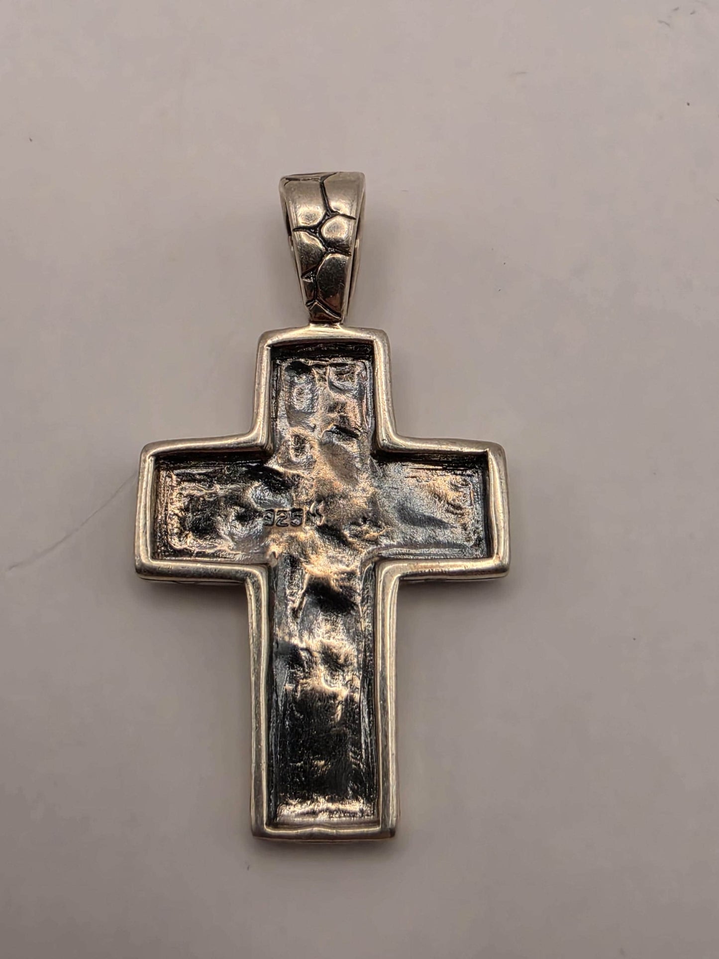 Sterling Silver Textured Spiral Cross Pendant 1.06 Inch 5.4 Grams Artisan Christian Jewelry