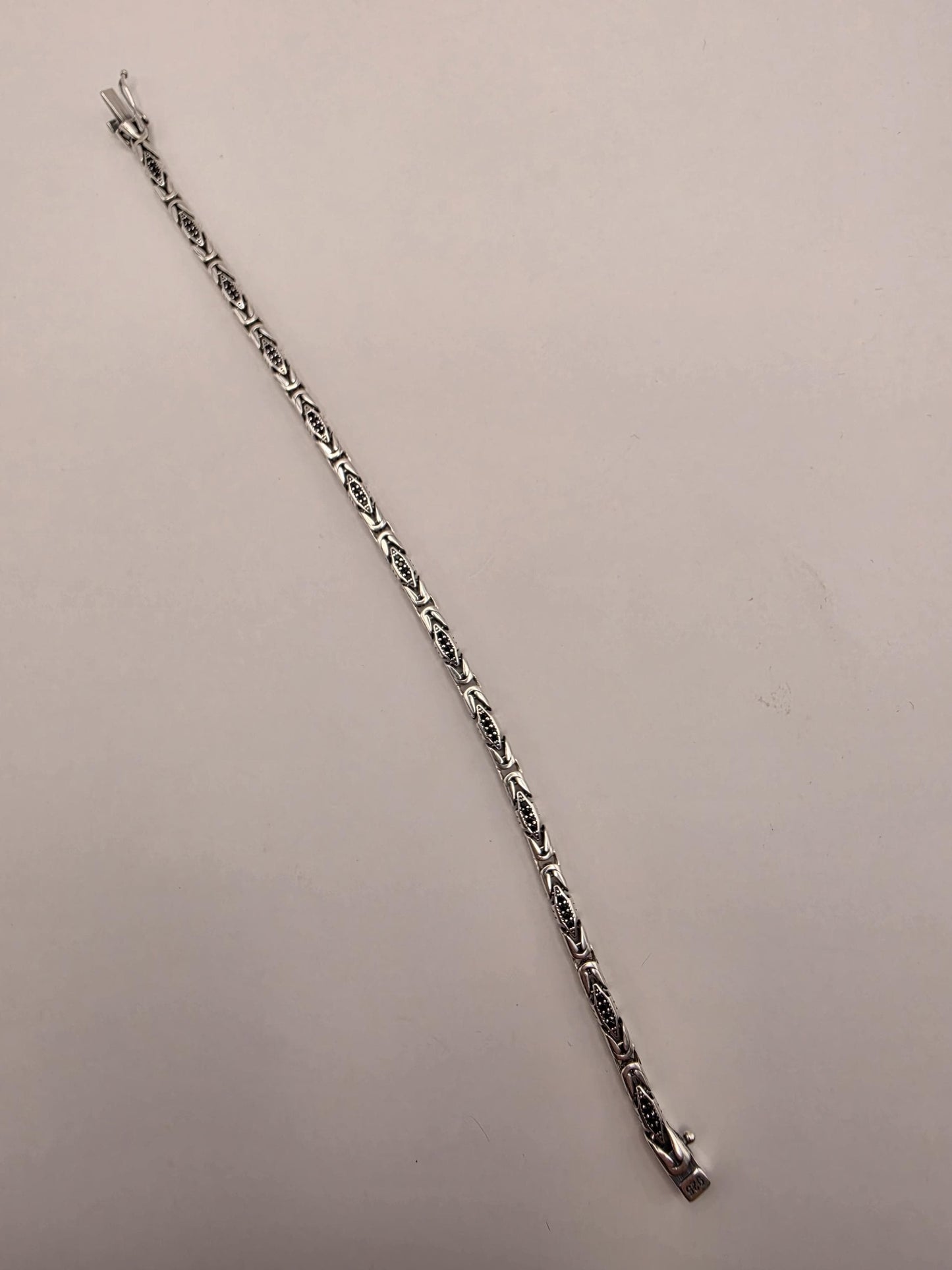 Sterling Silver Black Accent Geometric Bracelet 9" 4mm - view 6