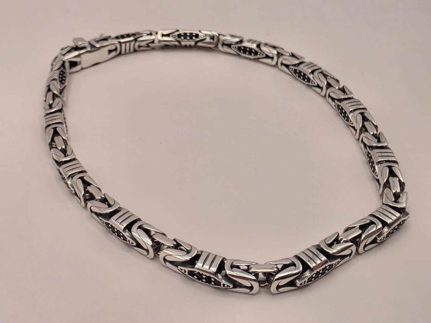 Sterling Silver Black Accent Geometric Bracelet 9" 4mm - view 1
