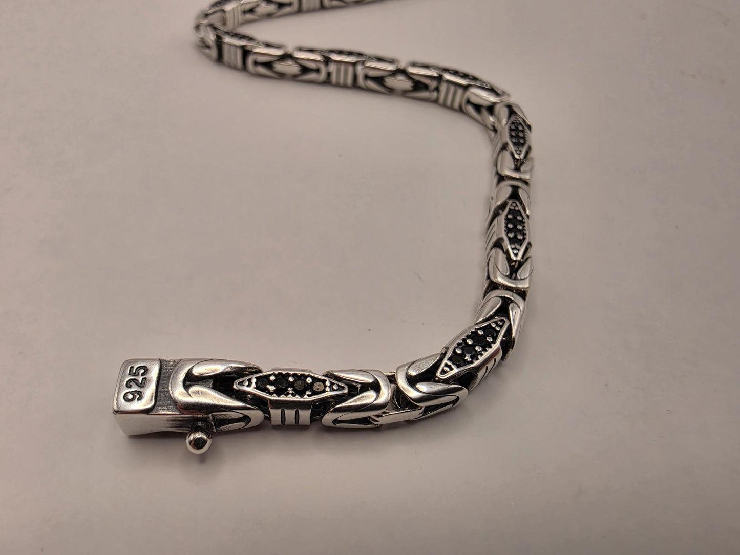 Sterling Silver Black Accent Geometric Bracelet 9" 4mm - view 5