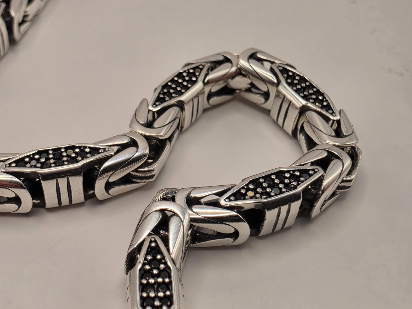 Sterling Silver Black Accent Geometric Bracelet 9" 5mm - view 6