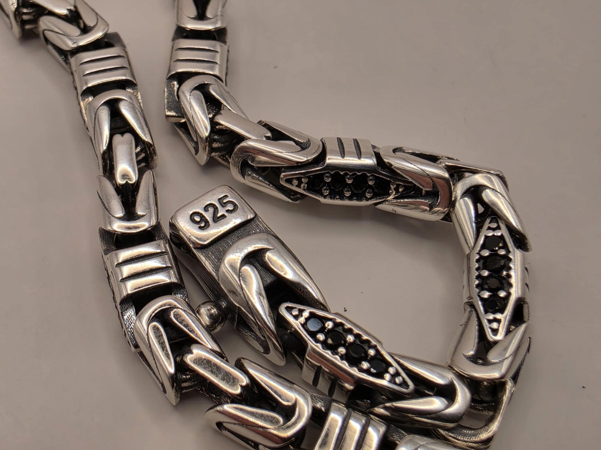 Sterling Silver Black Accent Geometric Bracelet 8" 4mm - view 4