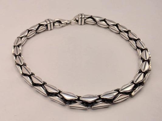 Sterling Silver Diamond Cut Leaf Bracelet 8" 5.25mm - view 1