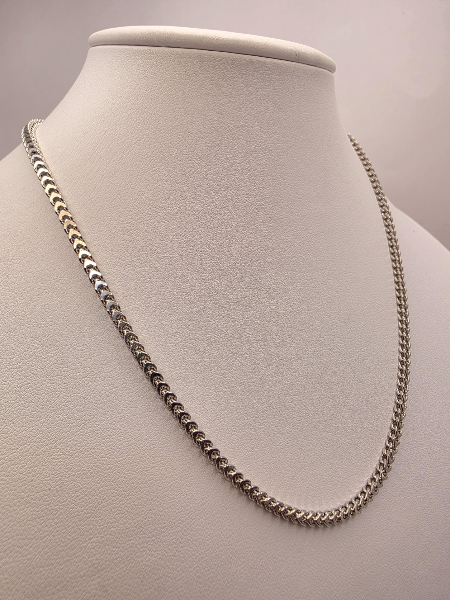 Sterling Silver Franco Chain Necklace 17.5 Inch 3mm 9.4 Grams Unisex Layering Jewelry Gift