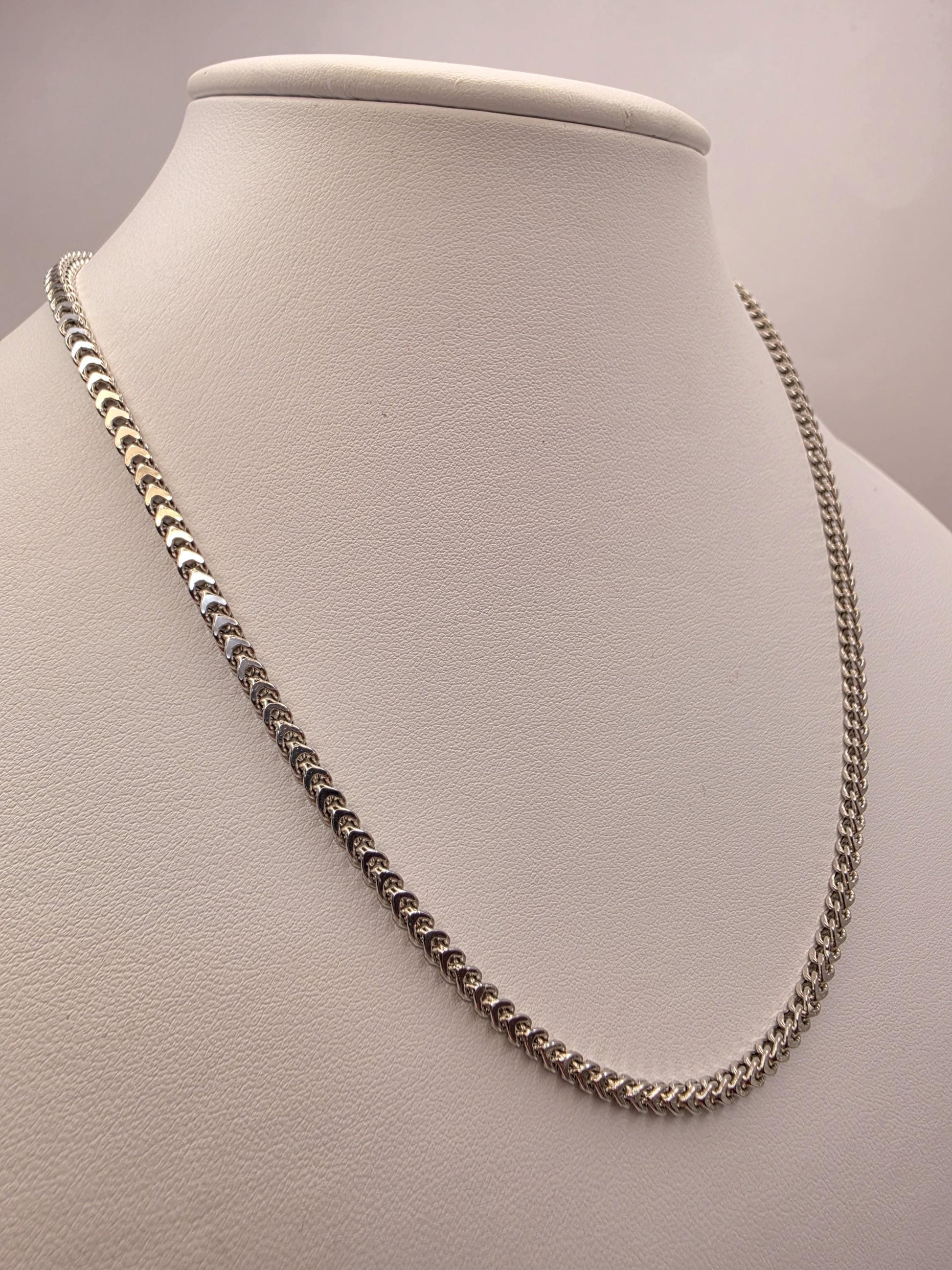 Sterling Silver Franco Chain Necklace 17.5 Inch 3mm 9.4 Grams Unisex Layering Jewelry Gift