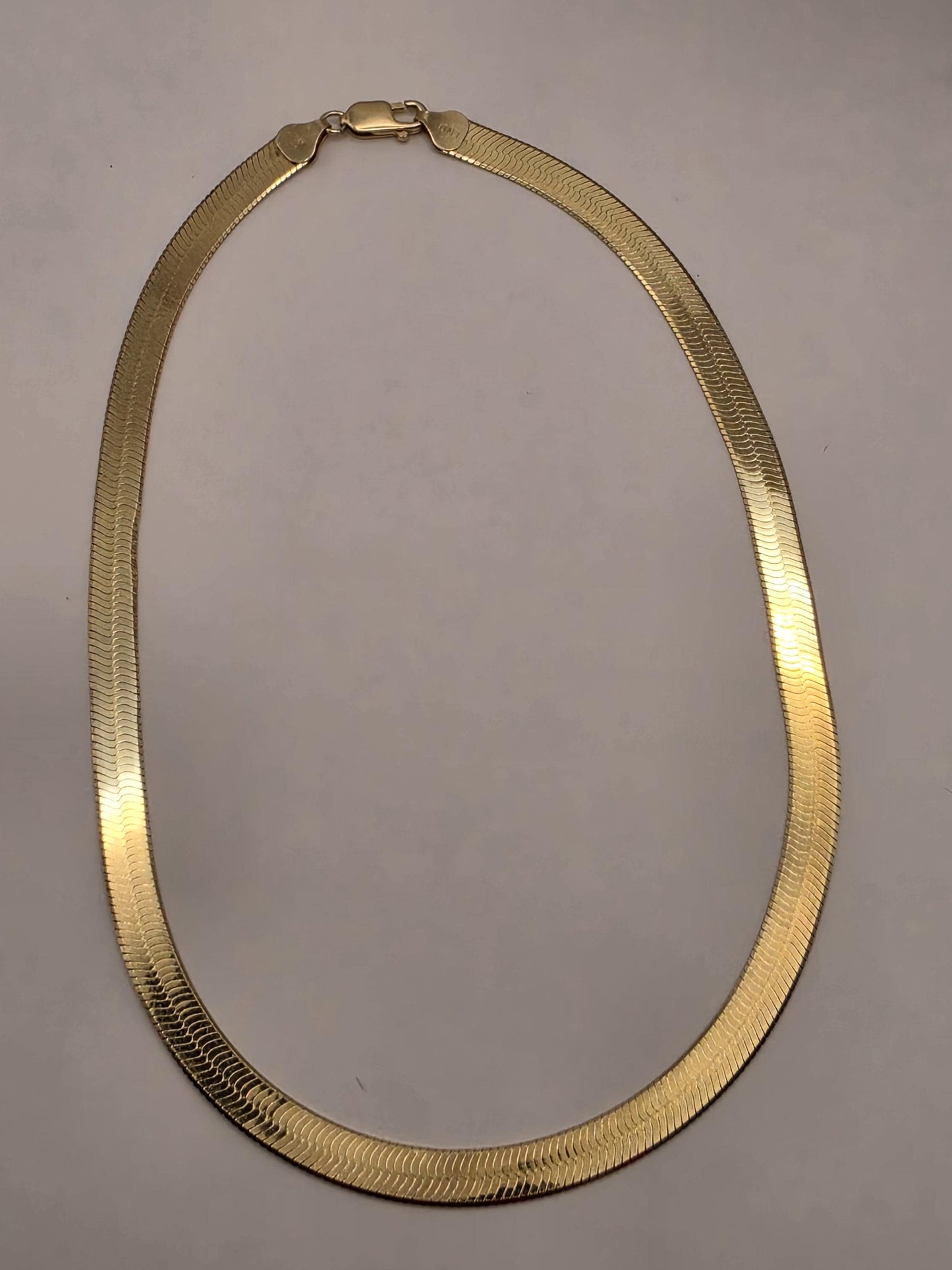 Gold Plated Sterling Silver Herringbone Necklace 16" 7mm - view 4