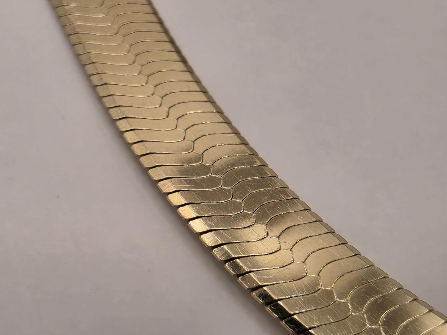 Gold Plated Sterling Silver Herringbone Necklace 16" 7mm - view 2
