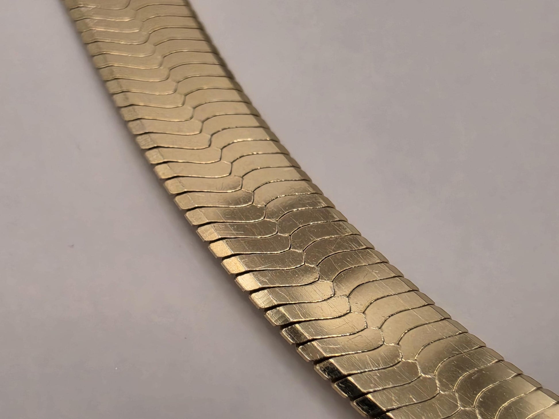Gold Plated Sterling Silver Herringbone Necklace 16" 7mm - view 2