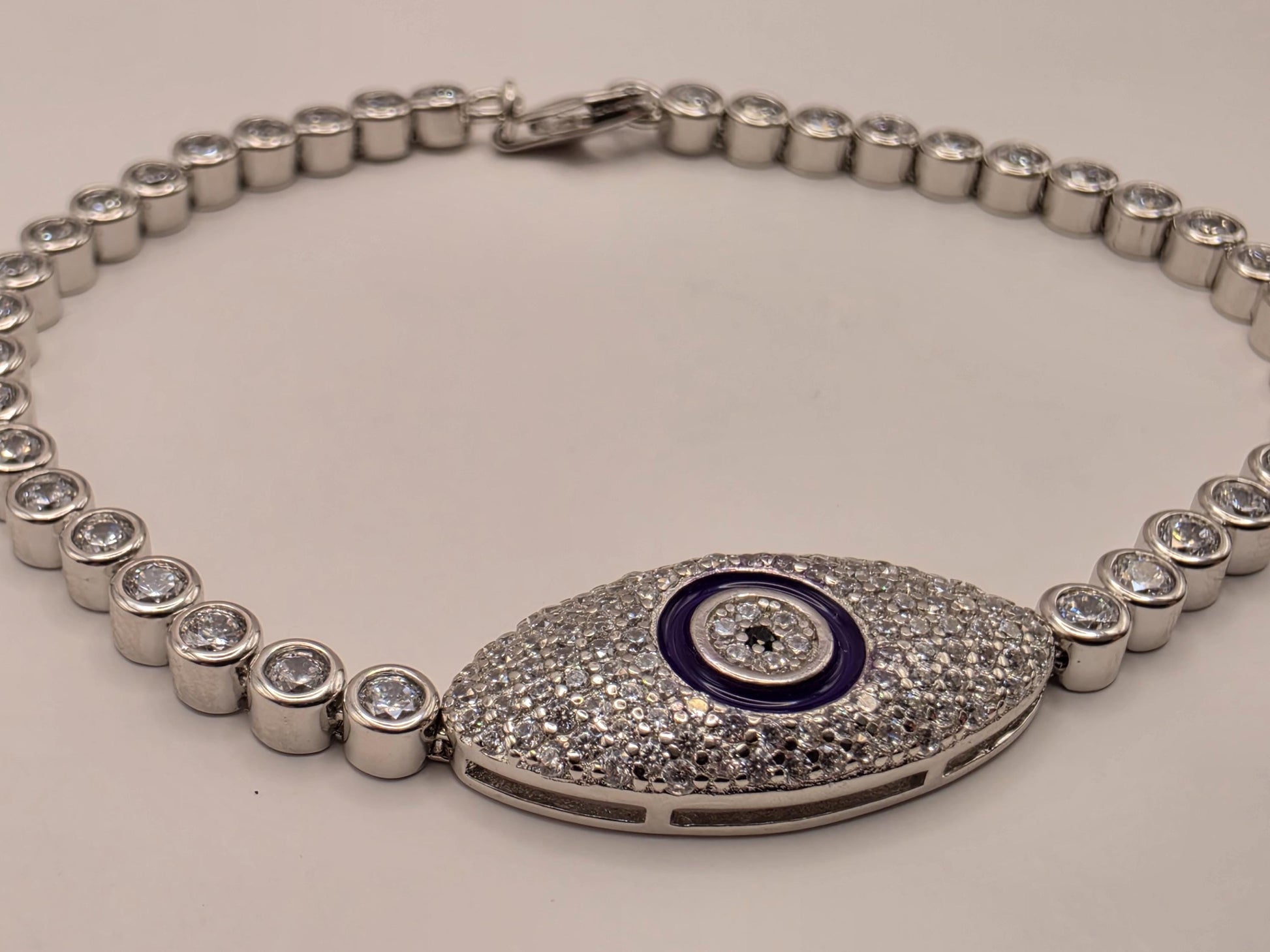 Sterling Silver Evil Eye Bracelet 7" 3.6mm - view 1