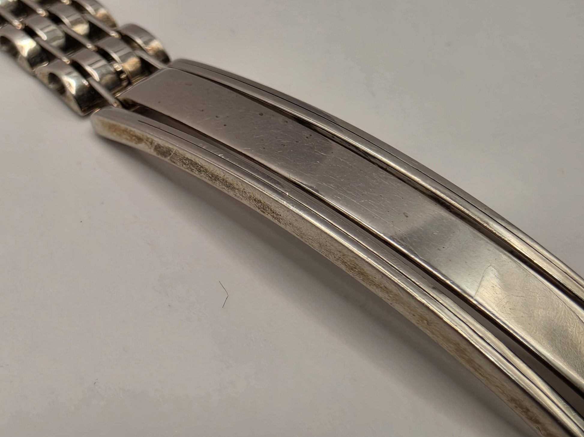 Sterling Silver Watch Link ID Bracelet 8.5 Inch 8.75mm 17.9 Grams Unisex Statement Jewelry Gift