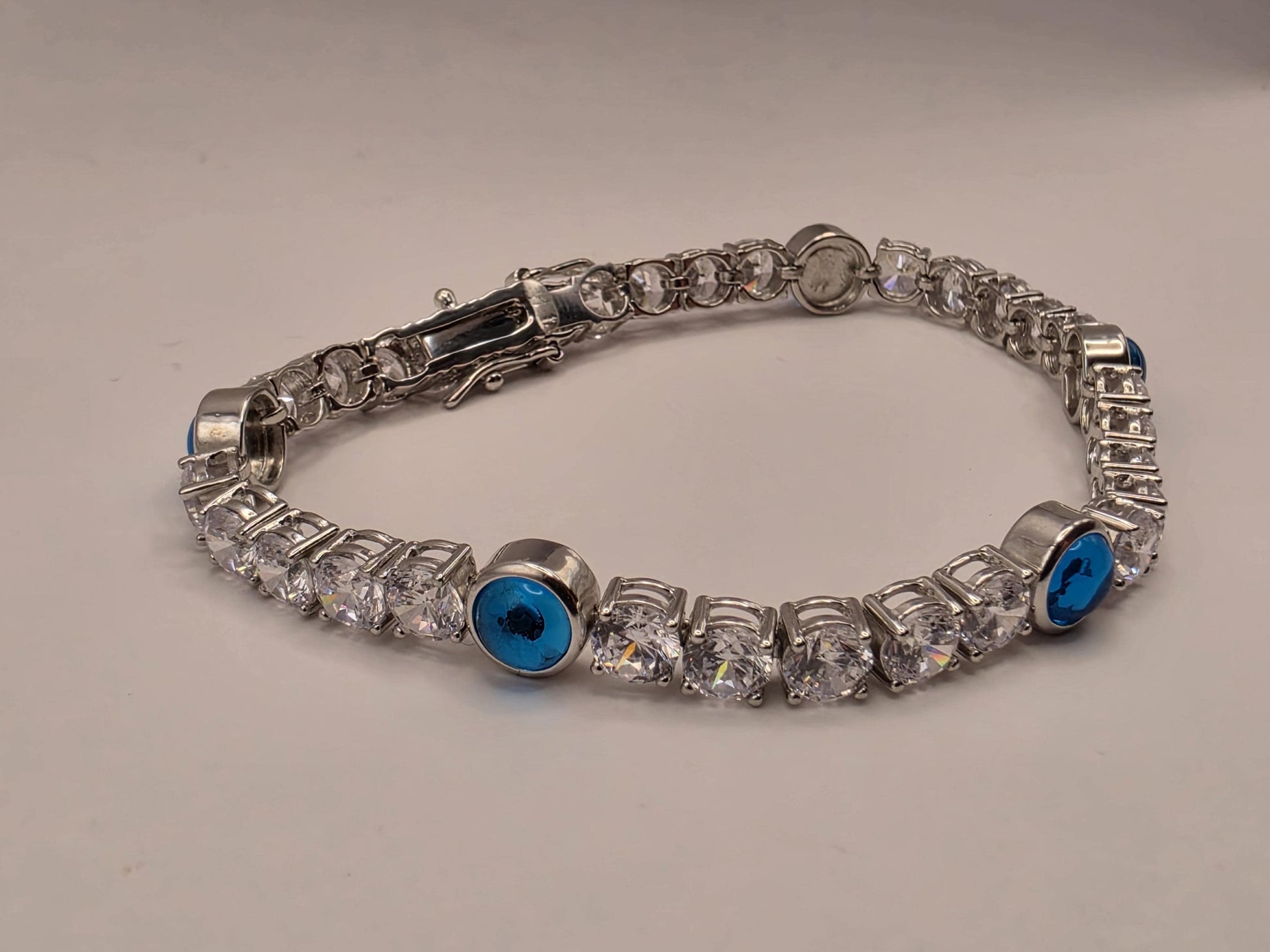 Sterling Silver Evil Eye Bracelet 7.5" 7.5mm - view 6