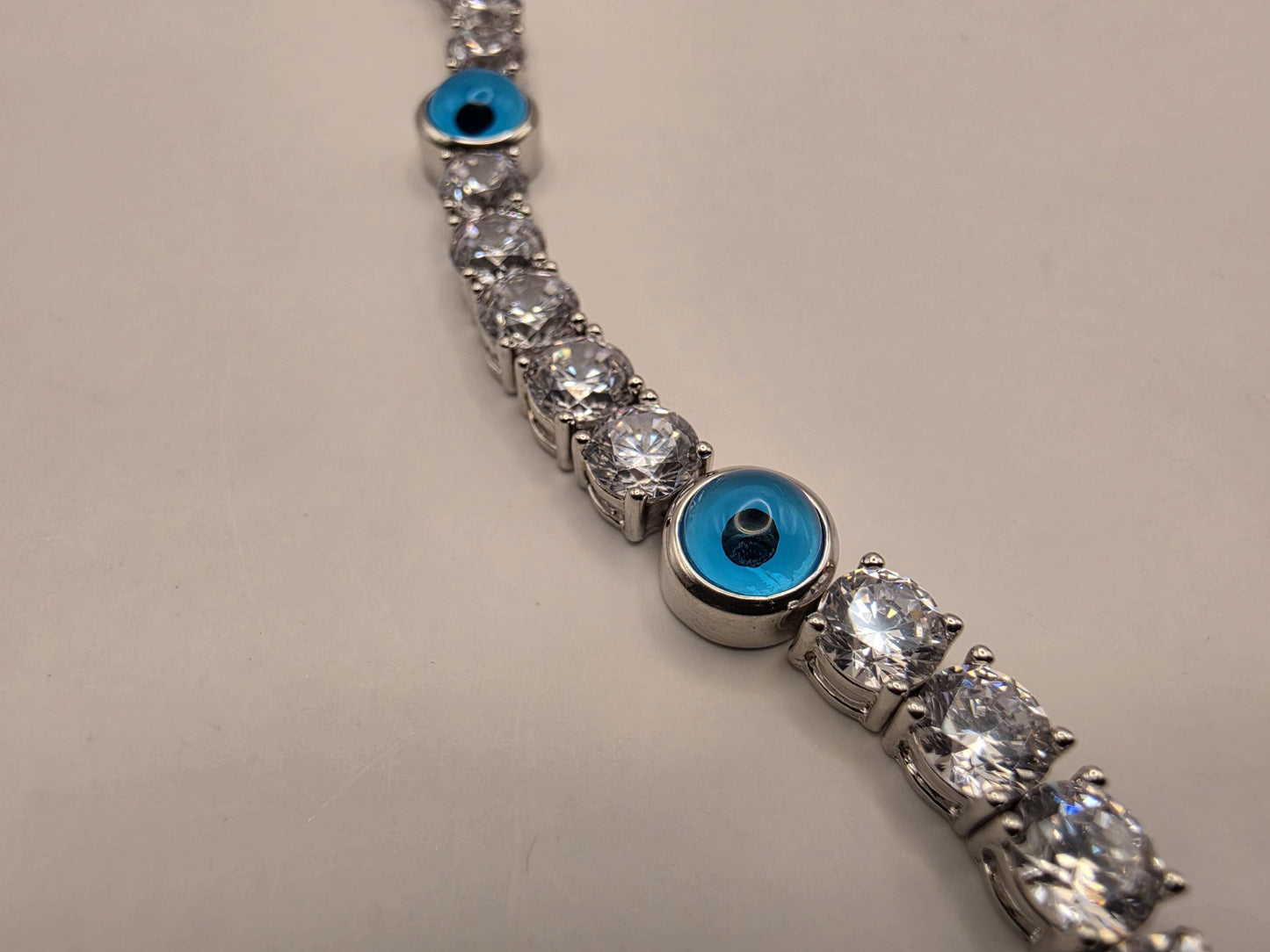 Sterling Silver Evil Eye Bracelet 7.5" 7.5mm - view 2