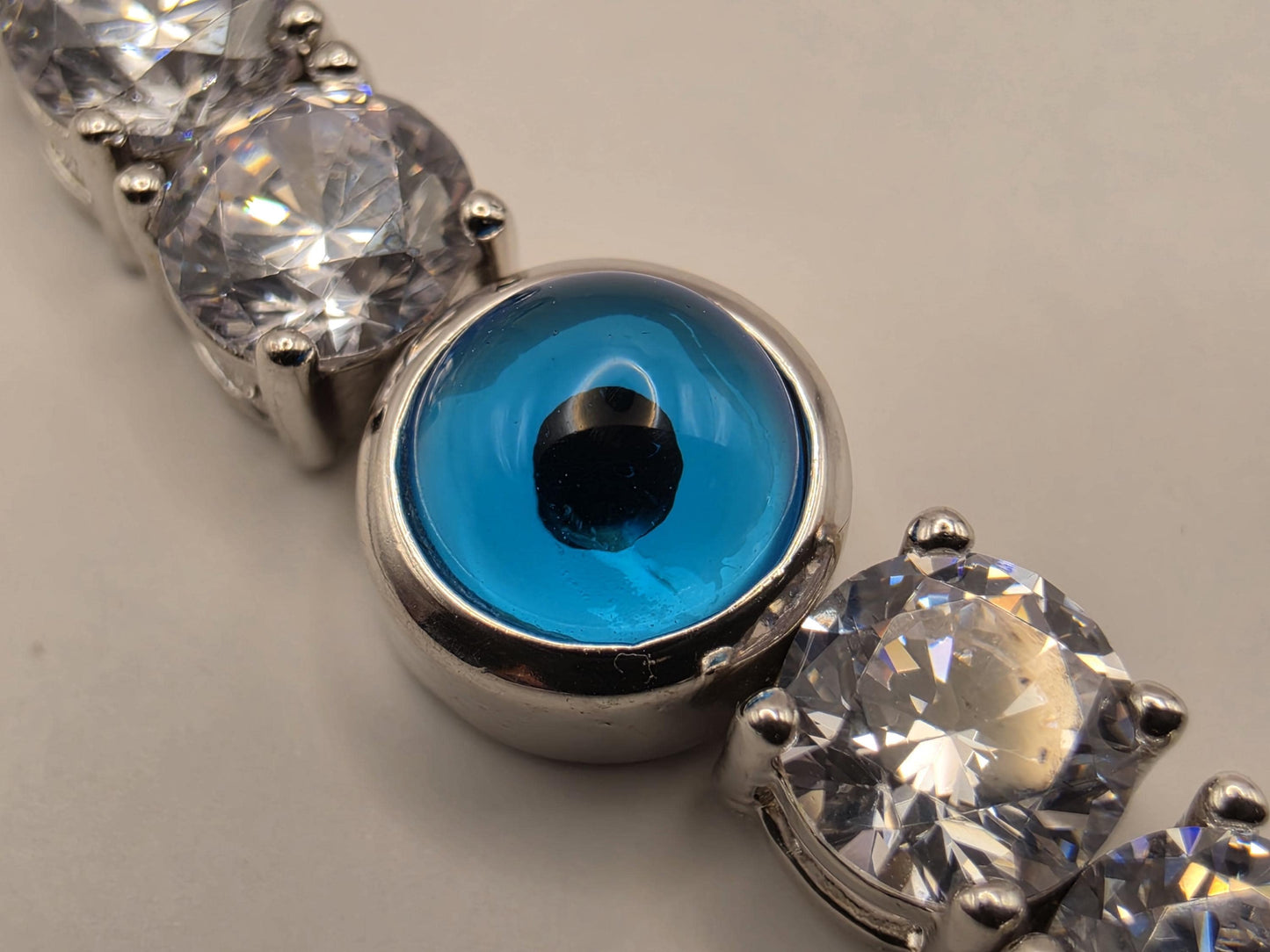Sterling Silver Evil Eye Bracelet 7.5" 7.5mm - view 3