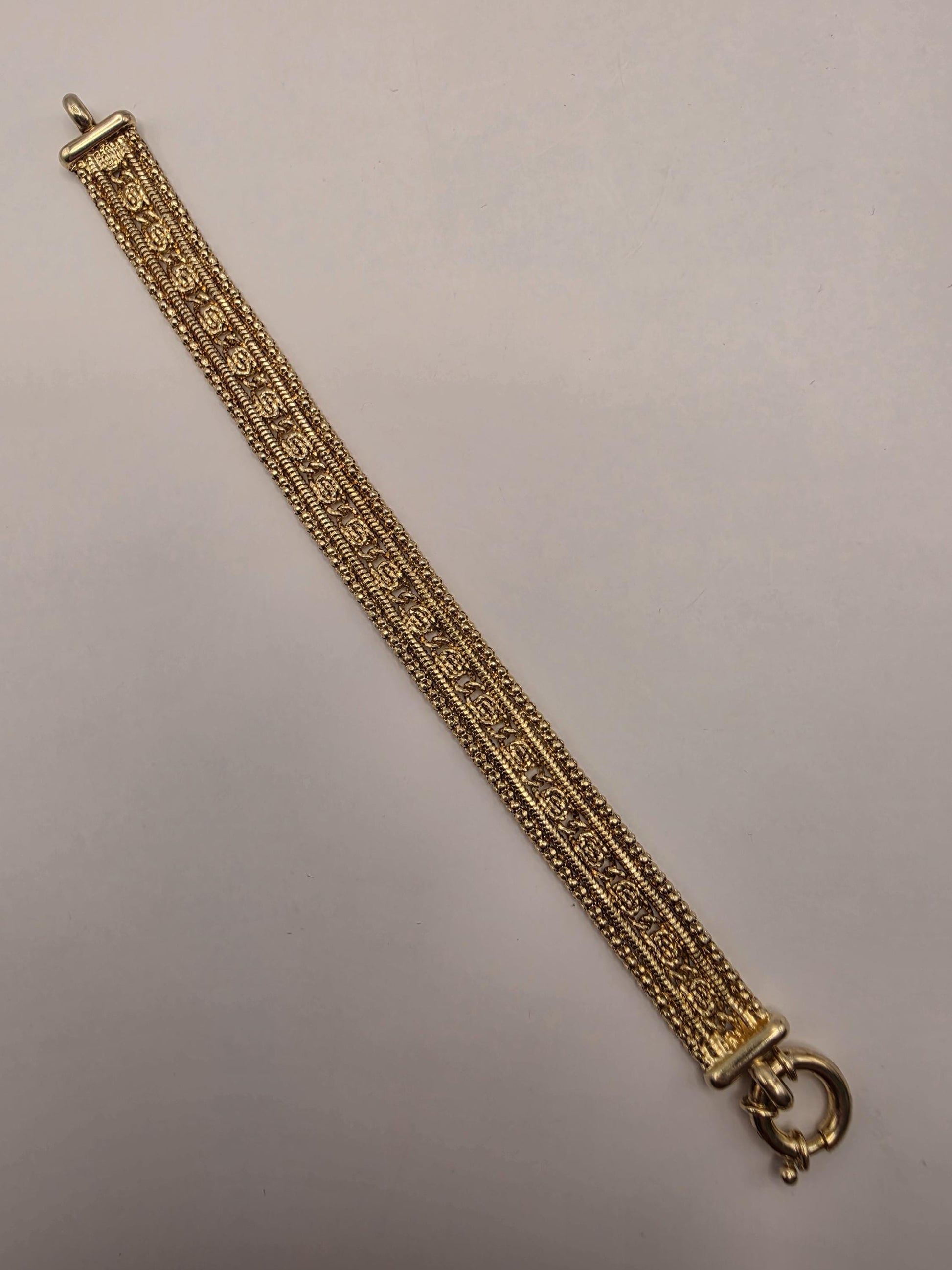 Gold Plated Sterling Silver Woven Filigree Bracelet 7.5" 12.5mm - view 6