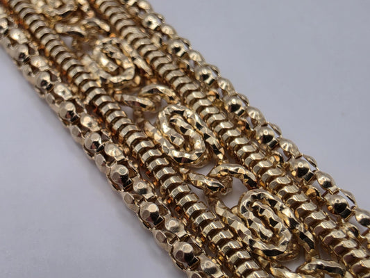 Gold Plated Sterling Silver Woven Filigree Bracelet 7.5" 12.5mm - view 2