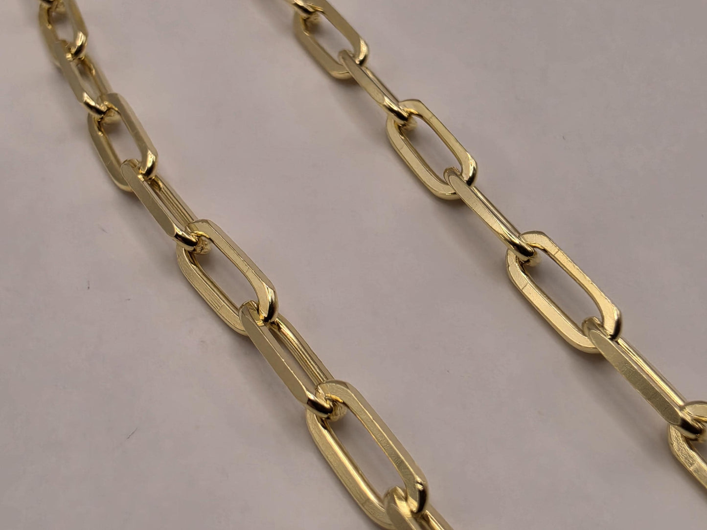 Gold Plated Sterling Silver Paperclip Chain Necklace 18.5 Inch 4mm 8.9 Grams Unisex Layering Jewelry Gift