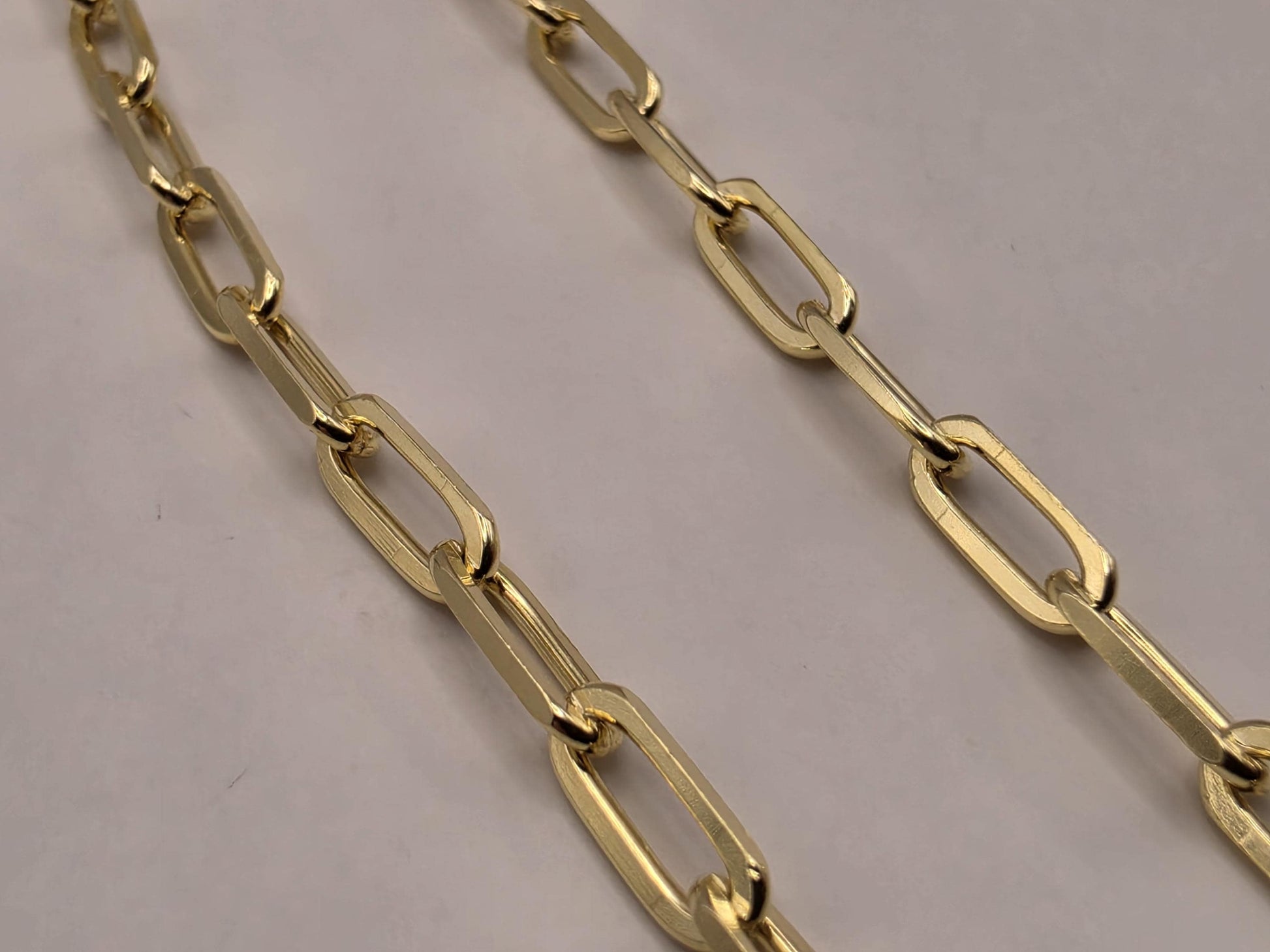 Gold Plated Sterling Silver Paperclip Chain Necklace 18.5 Inch 4mm 8.9 Grams Unisex Layering Jewelry Gift