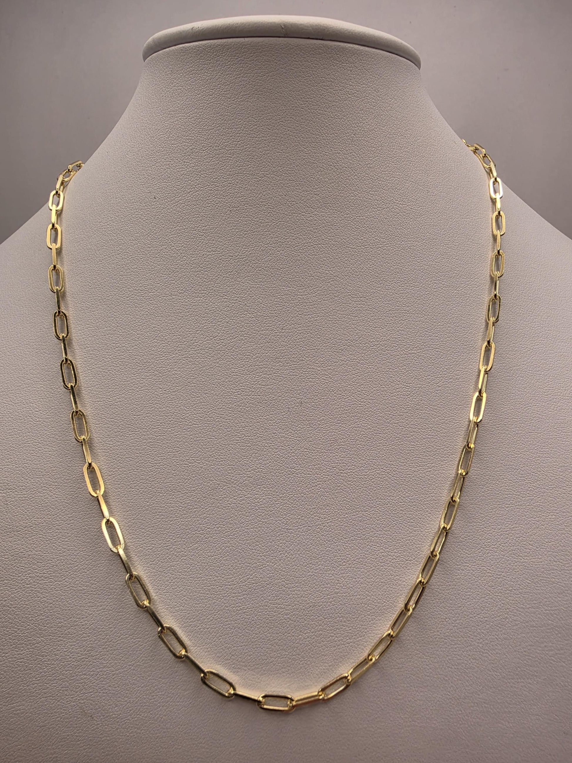 Gold Plated Sterling Silver Paperclip Necklace 20" 3.5mm - view 1