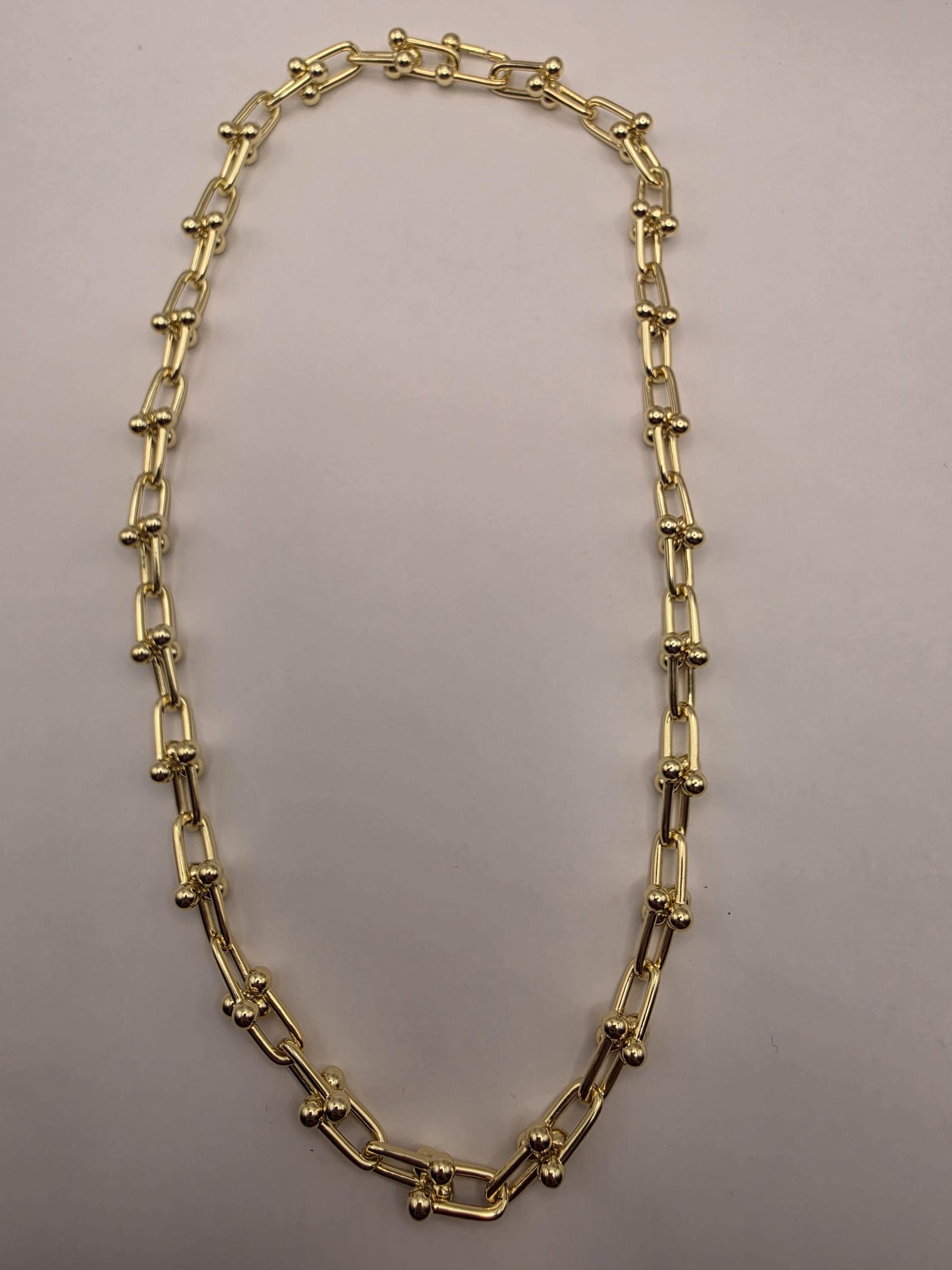 Gold Plated Sterling Silver Barbell Link Necklace 20" 9.5mm - view 5