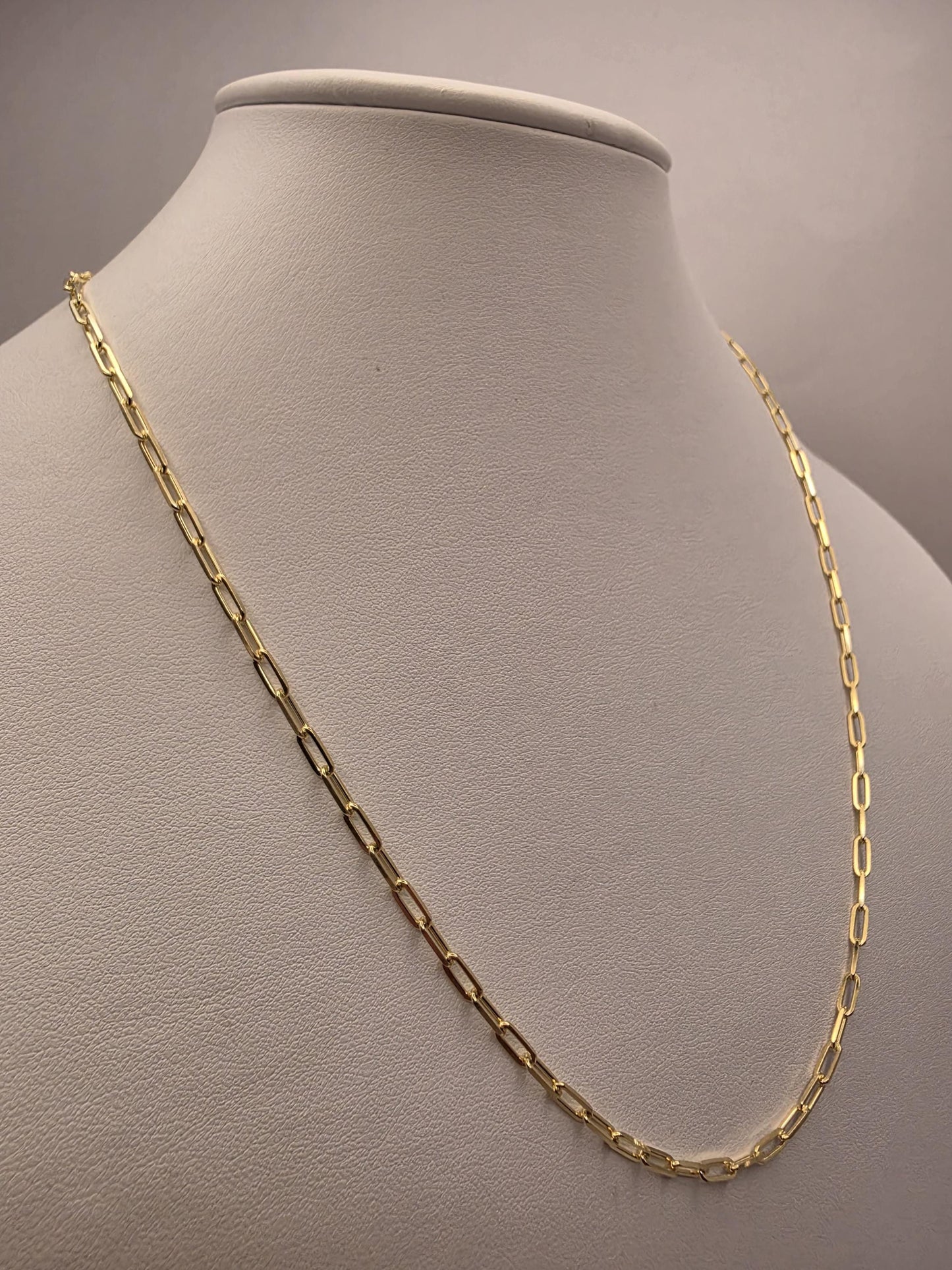 Gold Plated Sterling Silver Paperclip Necklace 20" 3mm - view 1