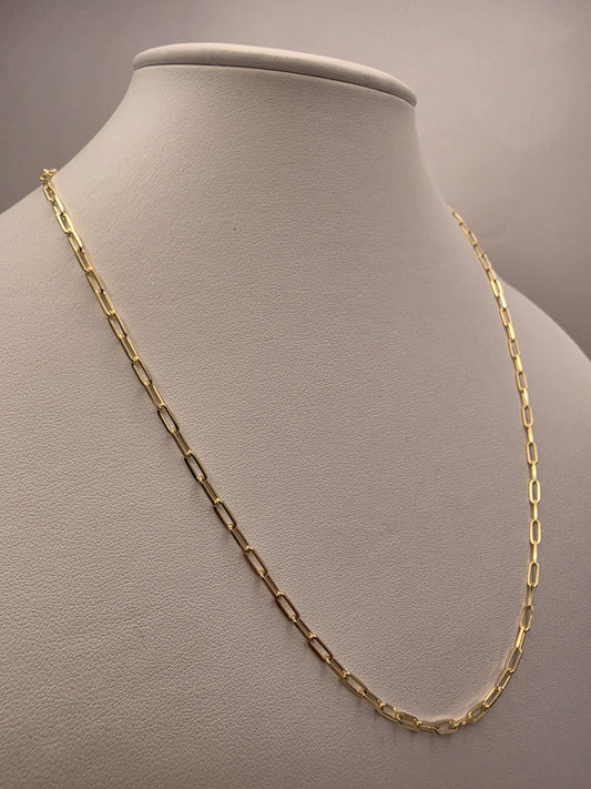 Gold Plated Sterling Silver Paperclip Necklace 20" 3mm - view 1