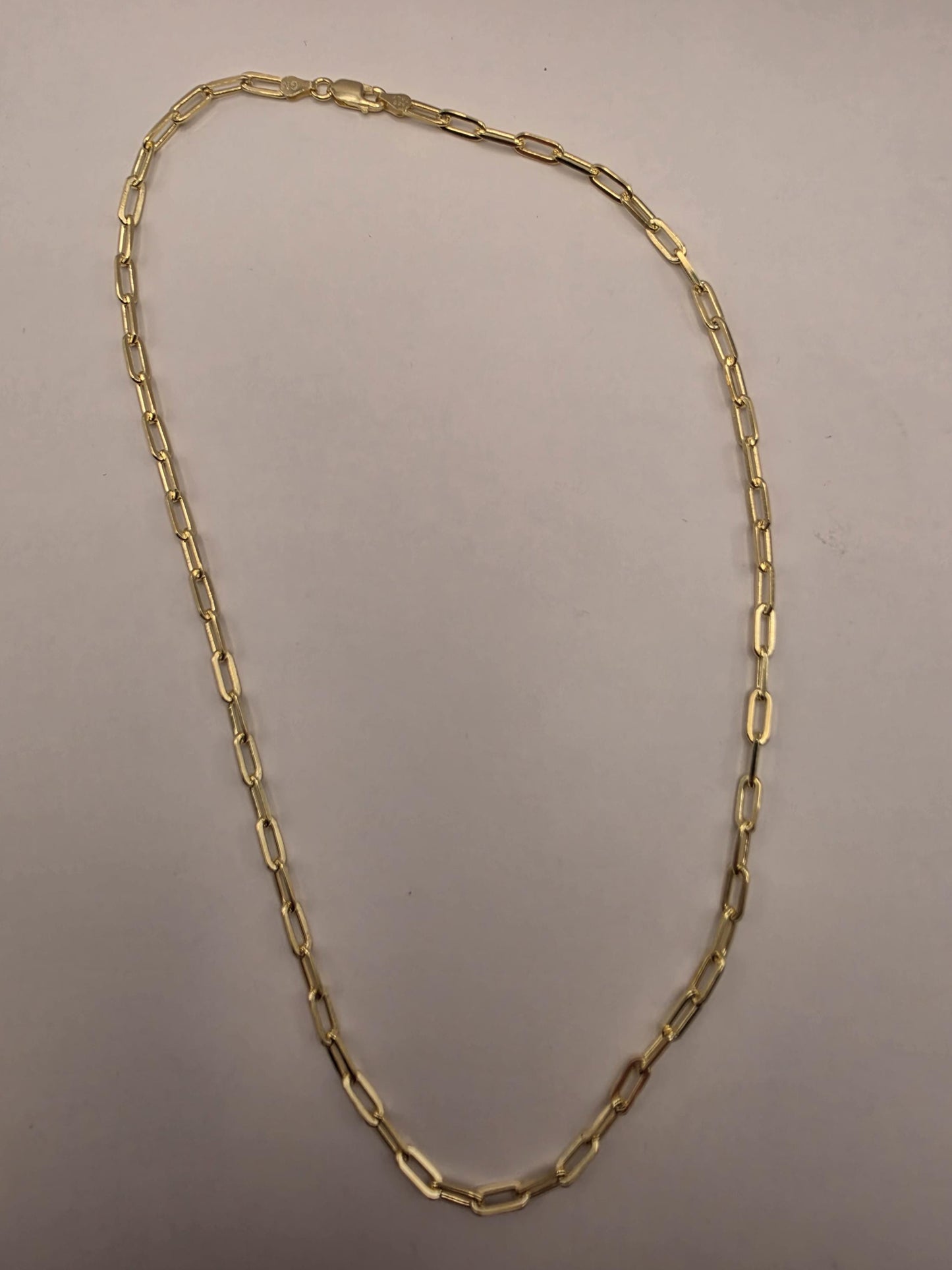Gold Plated Sterling Silver Paperclip Necklace 20" 4mm - view 5