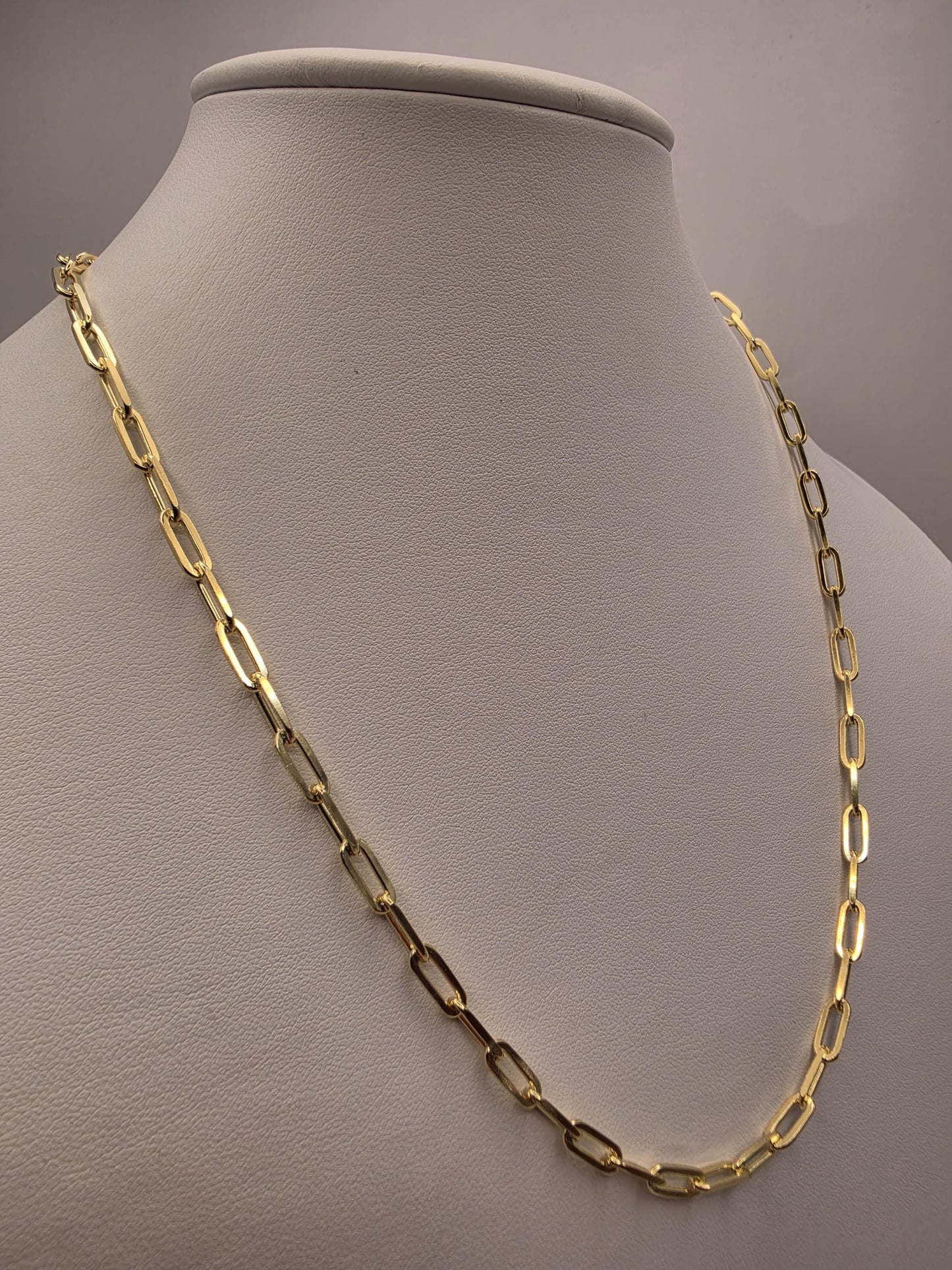 Gold Plated Sterling Silver Paperclip Necklace 20" 4mm - view 1
