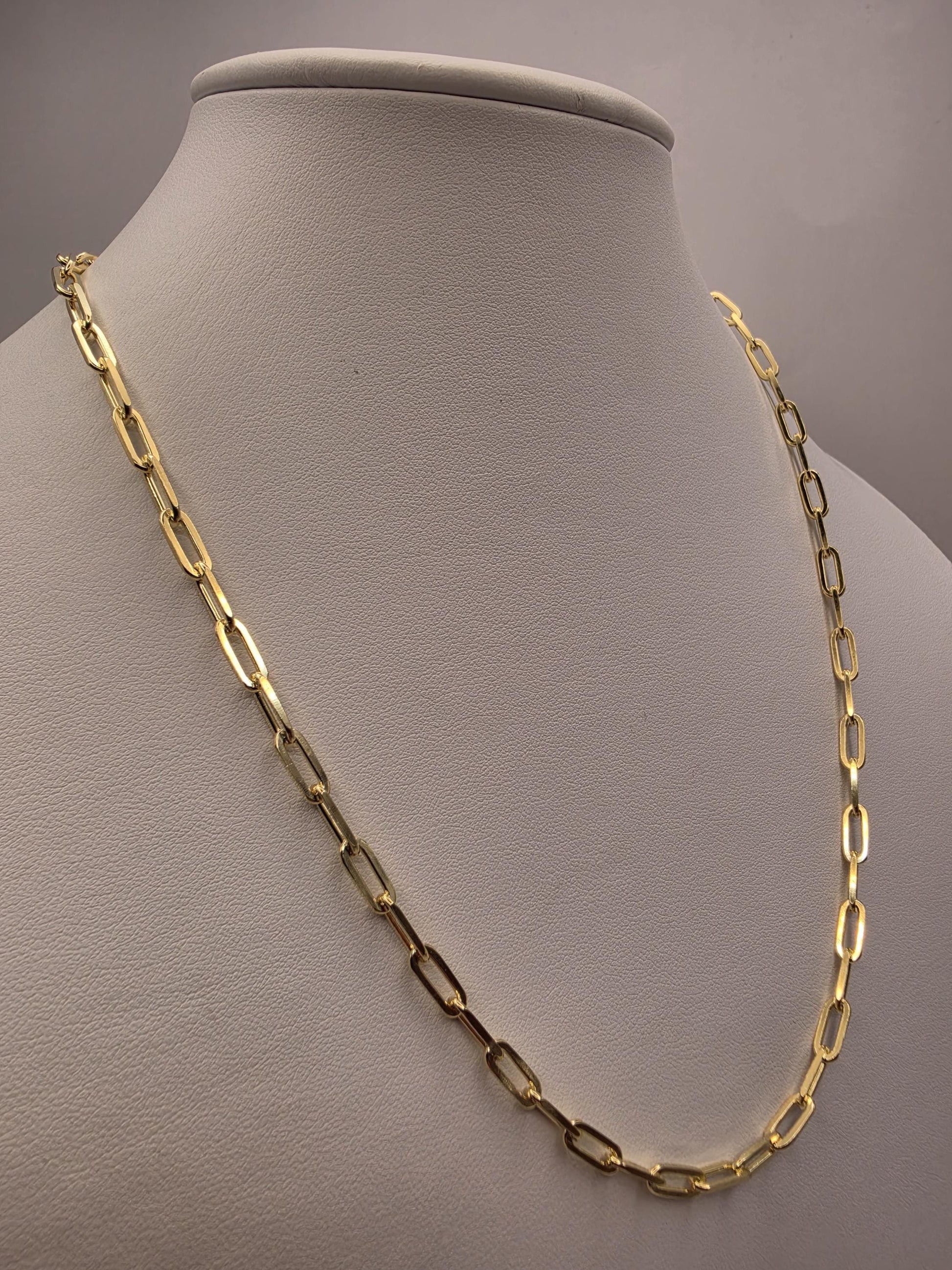 Gold Plated Sterling Silver Paperclip Necklace 20" 4mm - view 1
