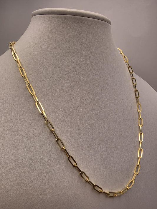 Gold Plated Sterling Silver Paperclip Necklace 20" 4mm - view 1