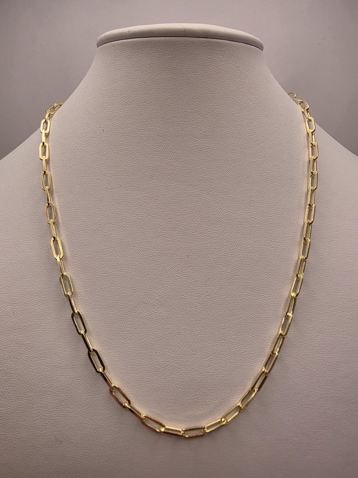 Gold Plated Sterling Silver Paperclip Necklace 20" 4mm - view 3