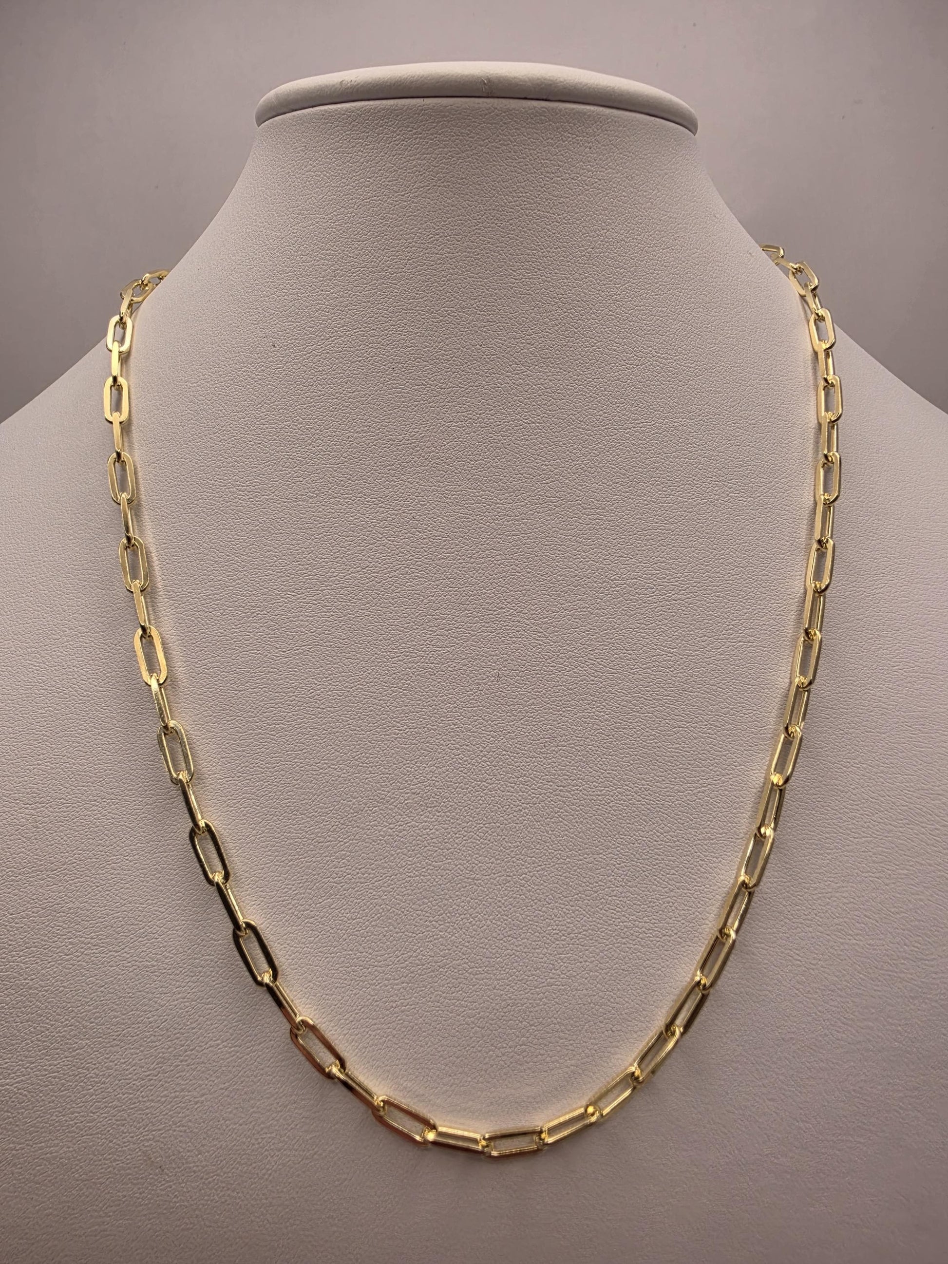 Gold Plated Sterling Silver Paperclip Necklace 20" 4mm - view 3