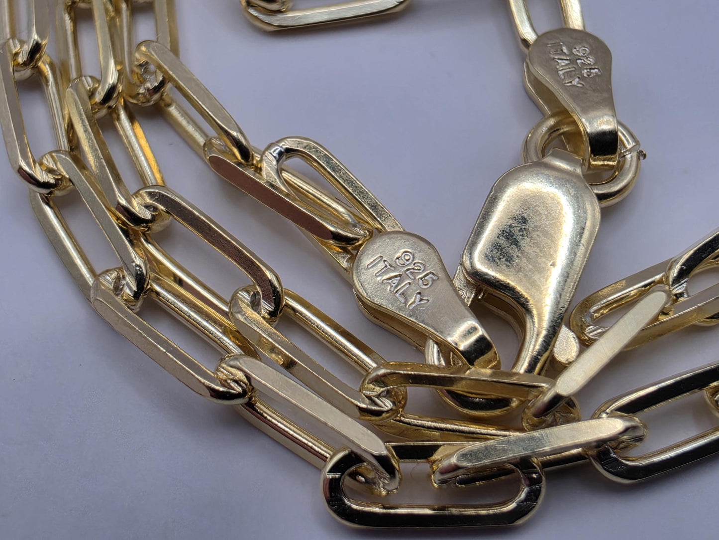 Gold Plated Sterling Silver Paperclip Chain Necklace 18.25 Inch 2.75mm 5.9 Grams Dainty Layering Jewelry Gift