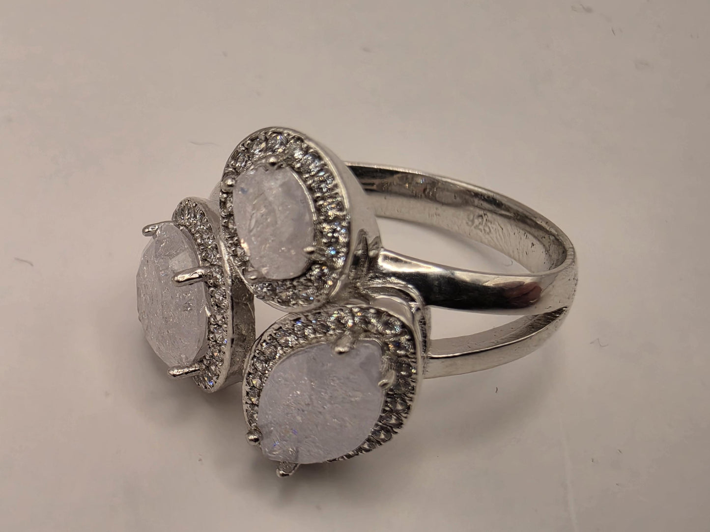 Sterling Silver Raw Crystal Cluster Ring Size 8 - view 2