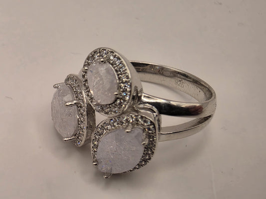 Sterling Silver Raw Crystal Cluster Ring Size 8 - view 2