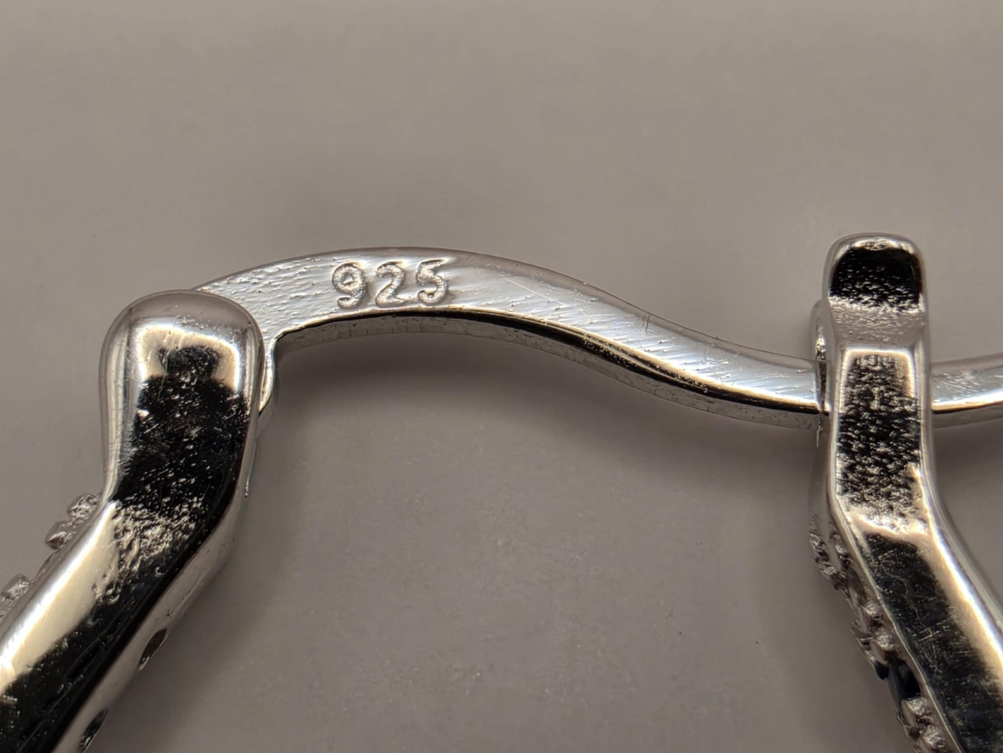 Sterling Silver Blue and White CZ Oval Hoop Earrings 1.5" - view 2